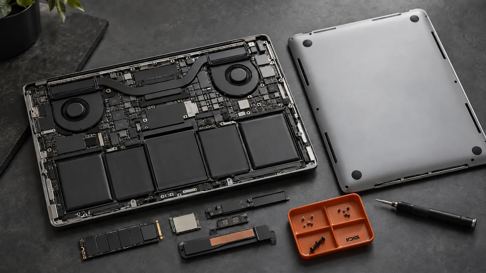 Bancada profissional de assistência técnica especializada para computadores Apple