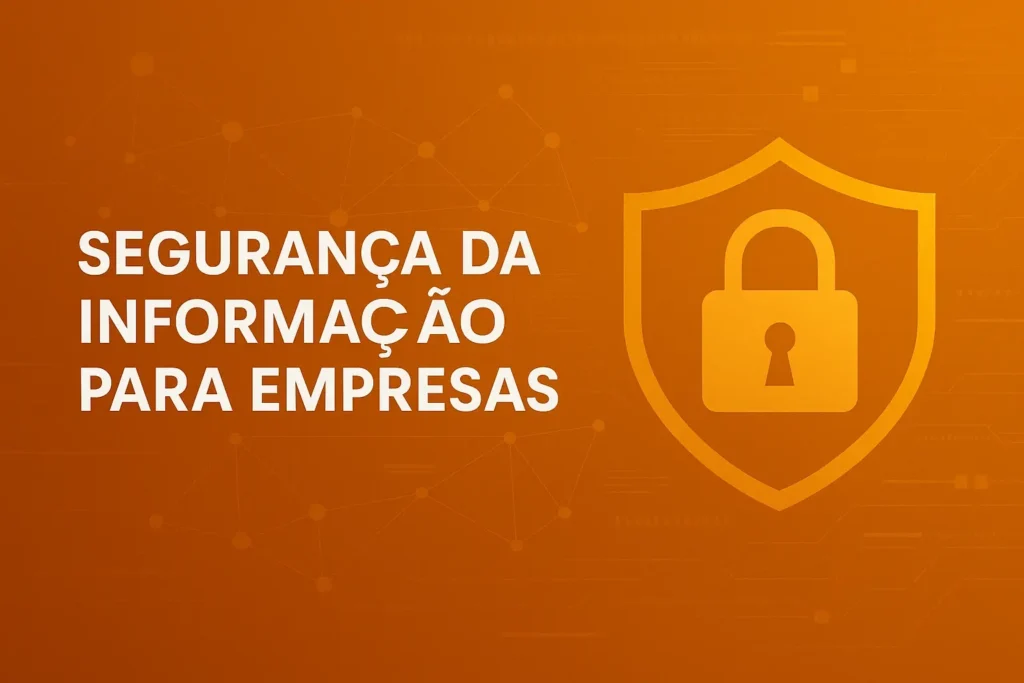 Segurança da Informação para Empresas | iDigit 2 Ilustração de proteção de dados com escudo e cadeado – Cibersegurança iDigit
